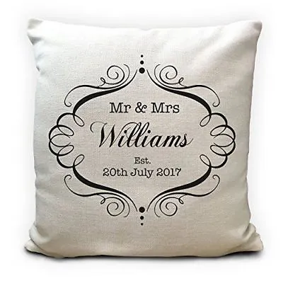 Mr And Mrs Personalised Cushion Cover Valentines Day Wedding Anniversary Gift • £14.99