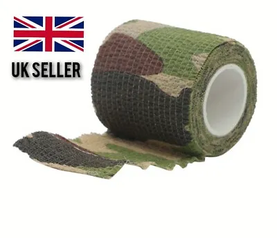 (4.5M) Elastic Wrap Tape (Self-Adhesive) Camouflage Outdoor Hunting Airsoft • £4.50