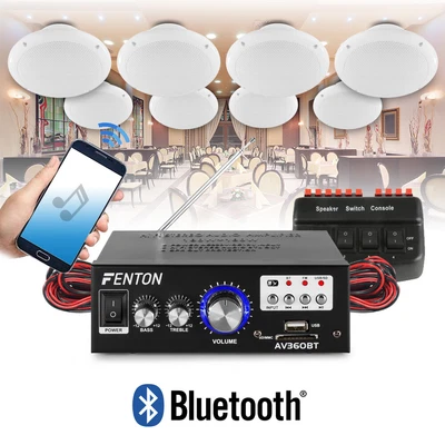 £49 • Buy Ceiling Speakers Bluetooth Amplifier System Cafe Restaurant Shop Select 2,4,8