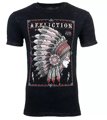 AFFLICTION SENECA Men's T-shirt BLACK LAVA Biker MMA • $29.99