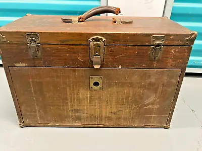 Antique 1920s Eagle Lock Co Terryville Ct. USA Machinists Oak Toolbox-6 Drawers • $315