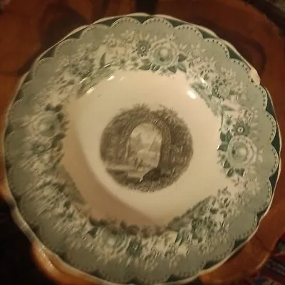 Antique Old Waller Green Soup Bowl Porcelain Sloe Bodkin Transferware With CHIP. • $6