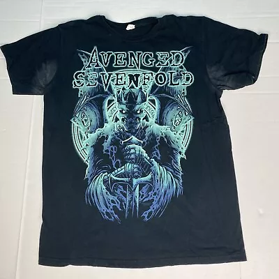 Avenged Sevenfold A7X Adult XL T-Shirt Black Blue Skull Short Sleeve Cotton • $16.99