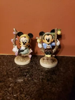 Goebel Hummel Disney Mickey Mouse & Minnie Mouse Apple Tree Figurines  SIGNED • $107.82