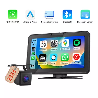 Wireless Android Auto Apple CarPlay Portable 7  IPS Display Car Stereo Radio GPS • $121.54