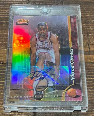 1998 Topps Finest Vince Carter Non Prot Refractor Rookie Topps Issue Auto RC 230 • $600