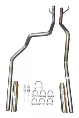 Mandrel Bent Dual Exhaust No Muffler Stainless Tips Fits 03-05 Dodge Ram Hemi • $199.95