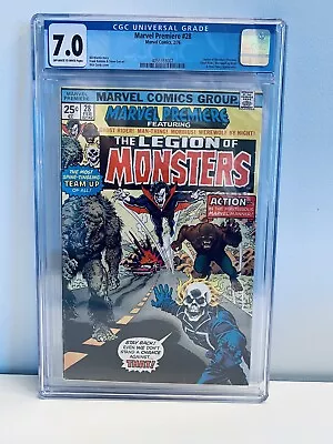 MARVEL PREMIERE #28 1976 1ST LEGION OF MONSTERS CGC 7.0 OW/W 1st Print • $149.99