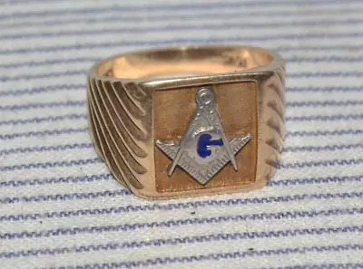 VINTAGE FREEMASON 10K YELLOW GOLD MASONIC MASON MENS RING Sz 9.5 • $349.99