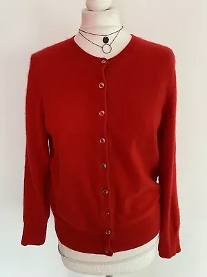 M&S Autograph Womens  100%Cashmere Cardigan Jumper Sweater  Color Red  Size 14. • £18