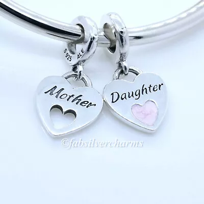 Authentic PANDORA Double Heart Split Mother Daughter Dangle Charm 799187C01 • $48.99