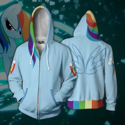 My Little Pony Rainbow Dash Cosplay Zipper Jacket Hoodie Sweatshirt Coat Tops • $24.99