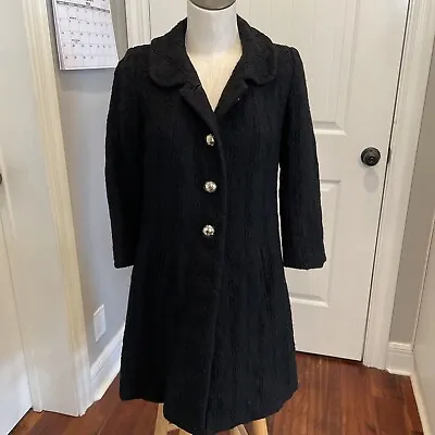 MILLY Of New York Women’s Black Winter Midi Coat Size 2 Classic Dress Designer • $27.99