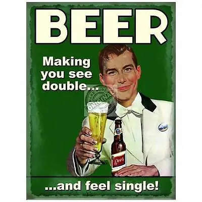 Beer Making You See Double Funny Vintage Retro Gift Novelty Fridge Magnet • £2.95