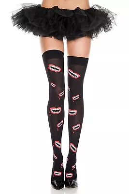 Black Mouth Print Monster Thigh High Stockings Ravewear Pride Festival • $10.99