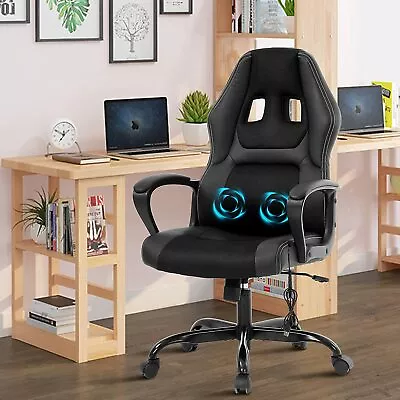 Gaming Chair Massage Computer Chair Office Chair Desk Chair Racing Chair Black • $83.13