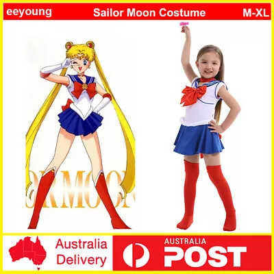 Kids Sailor Moon Costume Girls Dress Sailor Suit Party Fancy Dress Book Week Set • $41.79