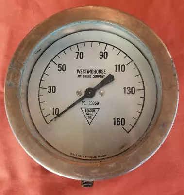 Vintage 6  Westinghouse Air Brake Gauge - Beacon Gauge Co 0-160 Heavy Brass • $69.50