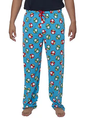 Men's Super Mario Bros Mushrooms Pajama Pants Lounge Wear Nintendo Blue • $19.99