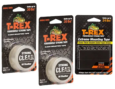 Combo Kit * T-Rex Extreme Hold 2-sided Mounting Tape Clear 25mm X1.5m + Strips • £20.50