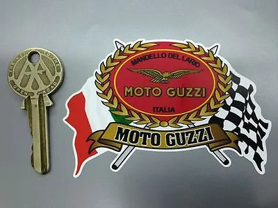 MOTO GUZZI Flags Scroll Helmet Or Motorcycle Sticker • £2.50