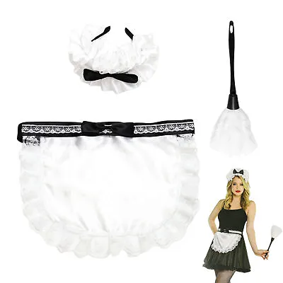 French Maid Accessories 3pcs Women's Anime Cosplay Costume Headband Apron Duster • $12.91