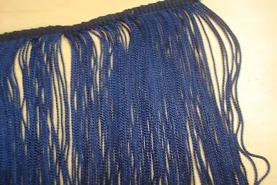 VTG 5 Yds CHAINETTE String FRINGE 9  Lg Lamp Shade Trim Embellish Navy Blue 180  • $12.99