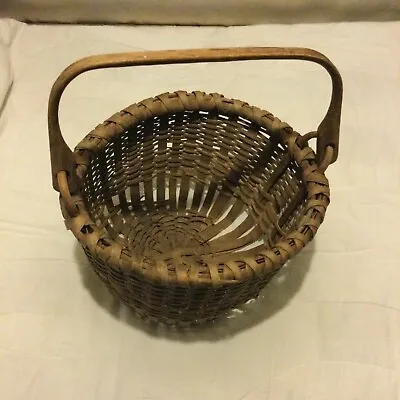 Woven Beech Wood Bucket Basket Found In Maine • $50