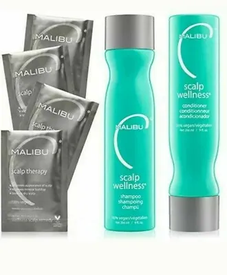 Malibu C Scalp Wellness Collection Kit Shampoo And Conditioner 9 Oz+Treatment • $32