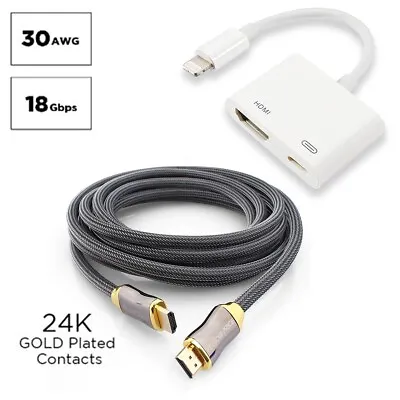 4K Apple 8-Pin To HDMI Digital TV AV Adapter Cable 1m 4K@60Hz HDMI 2.0 Cable • $36.09