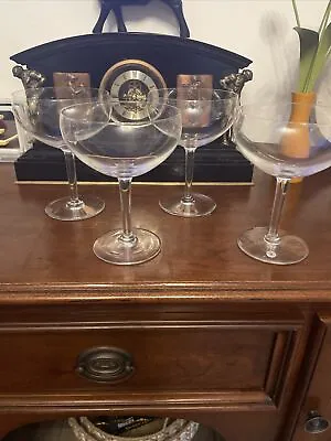 4 Vintage Val St Lambert Crystal Cocktail Champagne Martini Glasses • £44.99