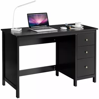 Home Office Study Computer Desk Spacious Desktop 3-Side Drawer Workstation Black • $158.96