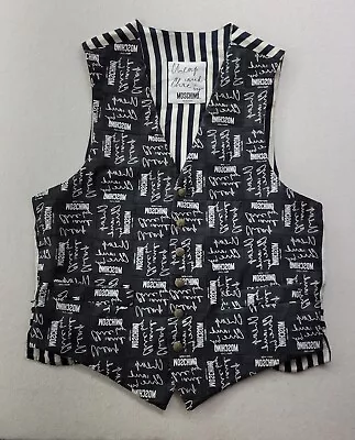 Vintage 90s Moschino Cheap & Chic Men's M Patchwork SPELLOUT Vest Pockets Italy • $115.21