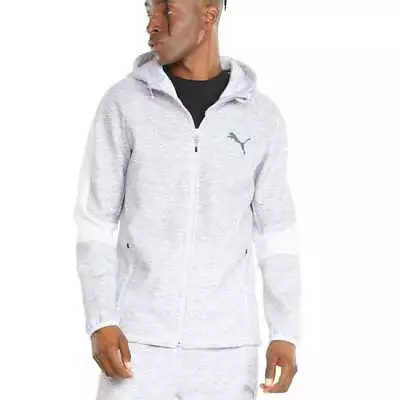 Puma Evostripe Slim Fit Full Zip Hoodie Mens White Casual Outerwear 589424-02 • $19.99