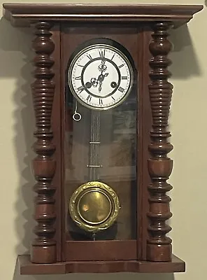 Antique German Friedrich Mauthe Schwenninger Gong Regulator Wall Clock With Key • $399.99