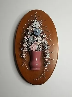Vtg Pauline Owens Nail Art 1977 Pol-O-Craft Oval Handmade Nail Bouquet Blue Pink • $21.99