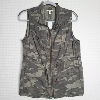 NWT Maurices Womens Large Camo Full Zip Vest Pockets Cinch Waist Military • $24.99
