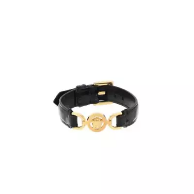 Versace MEDUSA '95 Crocodile Leather  Bracelet Black Gold • $389