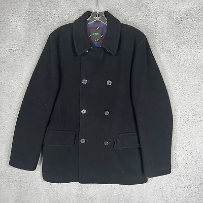 J Crew Bayswater Peacoat Mens Small Black Wool Thinsulate Stadium Cloth • $55.90