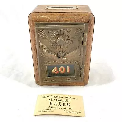Vintage Wood And Bronze Combination Lock Post Office Box Bank 401 Works • $47.50