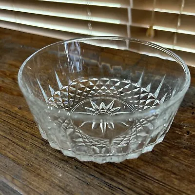 Vintage Acoroc France Diamond Cut Crystal Glass Serving Salad Bowl 5” • $14.99