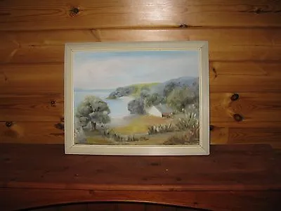 Framed - Scenic Oil Painting  - House By The Lake • £45