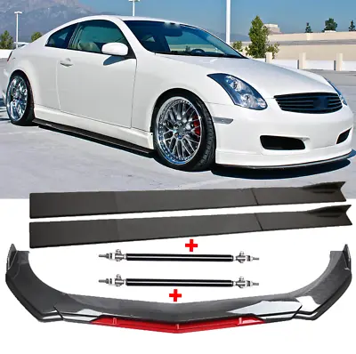 Front Bumper Lip Splitter + Side Skirt + Strut Rods For Infiniti G35 Coupe Sedan • $171.82