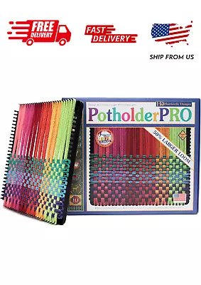 Friendly Loom 10  PRO Size Black Potholder Metal Loom Kit With Bright Rainbow Co • $42.99