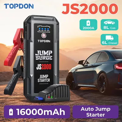 TOPDON 12V Car Jump Starter Booster 2000A Portable Battery Power Bank Portable  • $129.99