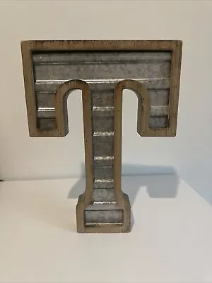 Large Galvanized And Wood Letter T Wall Decor • $15