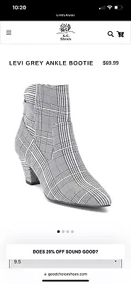 GC Shoes Womens Levi Gray Plaid Cone Heel Pointed Toe Ankle Boots Size 8.5 • $28