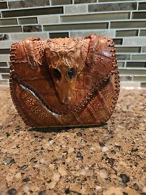 Vintage Genuine Baby Alligator Taxidermy Purse Brown Leather Handbag 1960s • $31.99