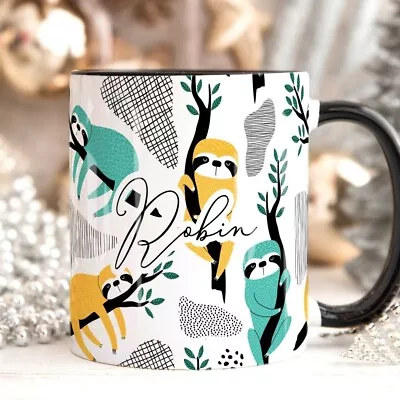 Cute Sloth Mug Personalised Mug Gift For Him Personalised Name Mug Sloth Gift • £17.75