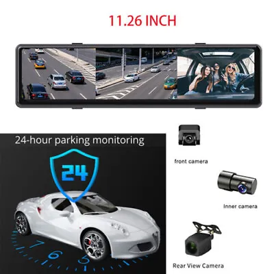 Dash Cam Rearview Mirror 3CHs Cameras Driving Recorder Carplay Android Auto WIFI • $109.39